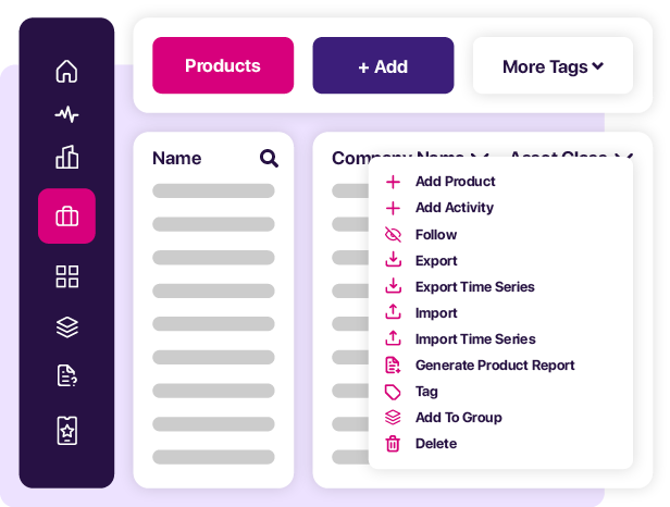 COLLECT Products Overview with Quick Menu